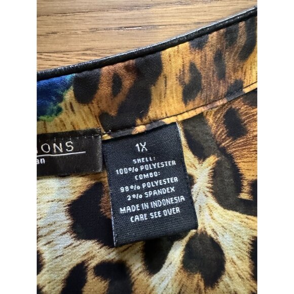 Notations Tunic Blouse Women Size 1X V Neck Long Sleeve Colorful Lightweight - Picture 9 of 11